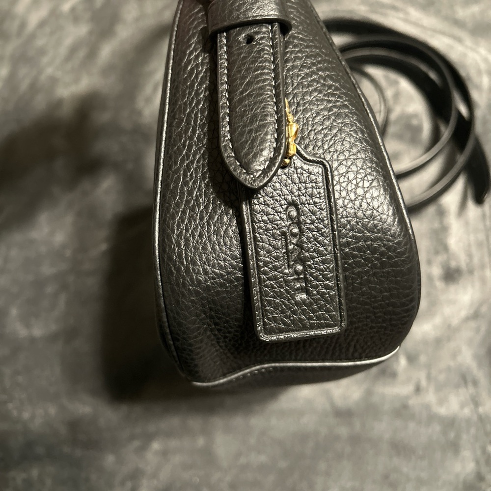 Coach Black Leather Crossbody Bag with Gold Accents - Picture 3 of 6